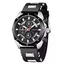 Men's Sports Quartz Watch – Big Dial, Auto Date, Silicone Strap, Gift for Him