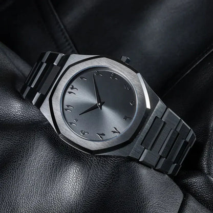 Men's Black Stainless Steel Watch with Arabic Numerals – Japan Miyota Quartz